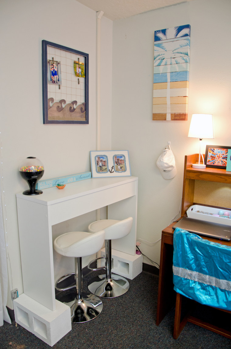 The breakfast nook decked out with items found on Craigslist.