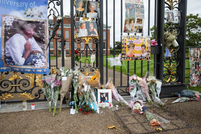 Tributes Are Left At Kensington Palace In Celebration Of Princess Diana's Life