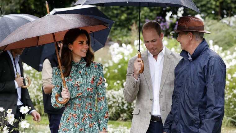Britain's Prince William, second right, and his wife Kate, Duchess of Cambridge