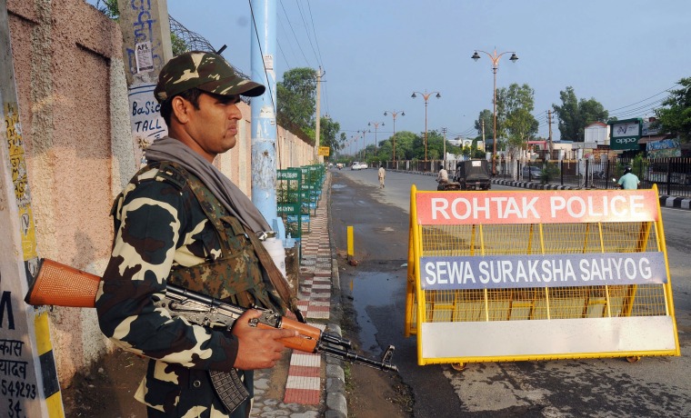 Image: Security tight on road leading to Sunaria Jail in India