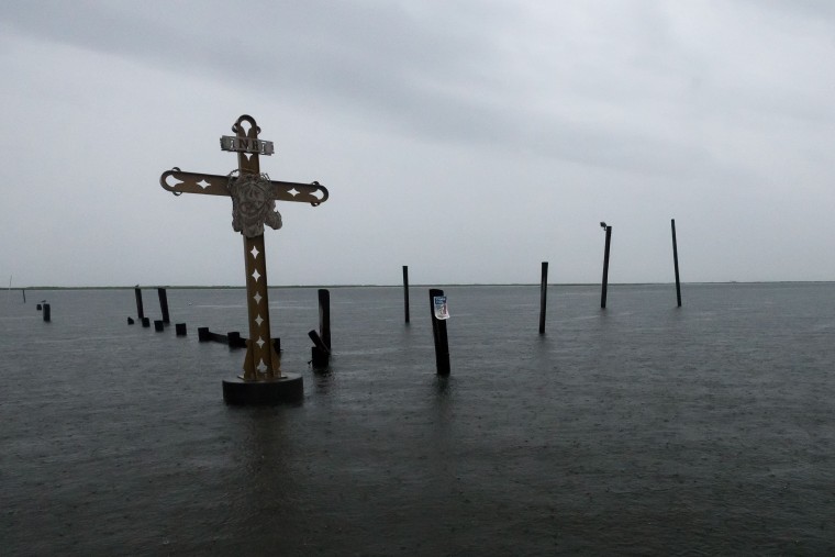 Image: Clouds gather at the Mississippi River Gulf Outlet Hurricane Katrina memorial in Shell Beach, Louisiana. Tuesday.