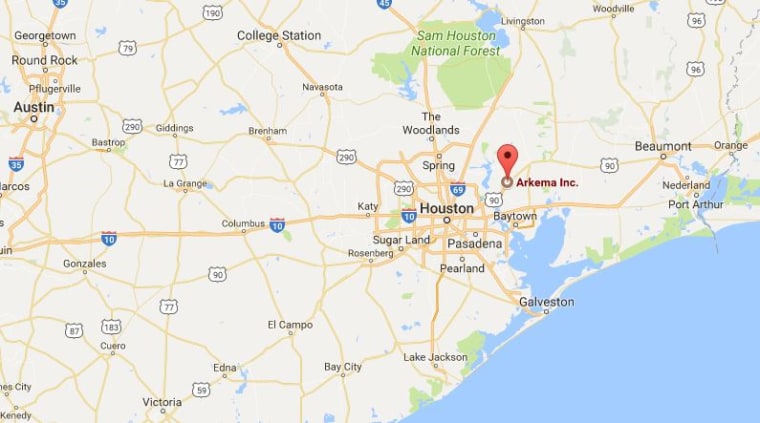 Image: Map showing location of Arkema chemical plant in Crosby, Texas