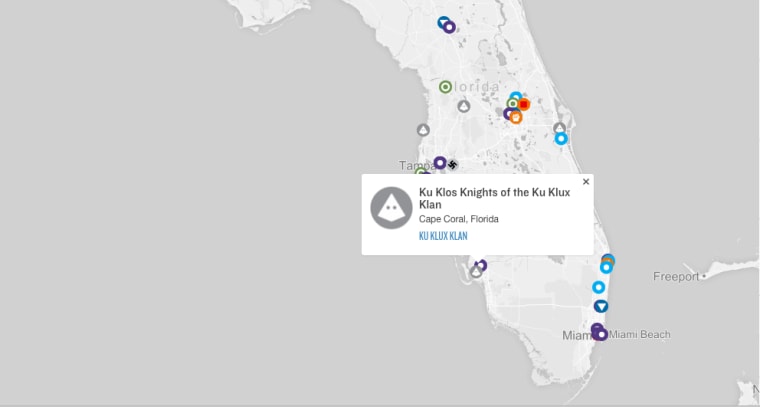 Screenshot courtesy of SPLC Hate Map