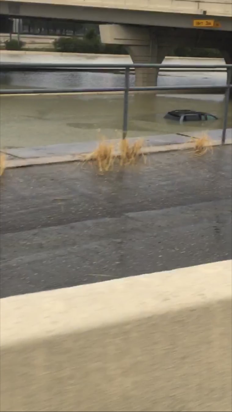 Lilliana Castro captured a photo of Houston floodwaters on her ride to Children's Memorial Hermann Hospital during Hurricane Harvey. 