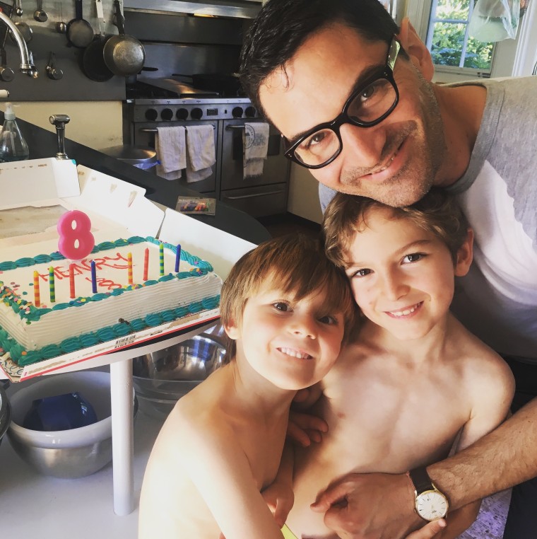 Guy Raz with his sons, Henry, 8, and Bram, 6.