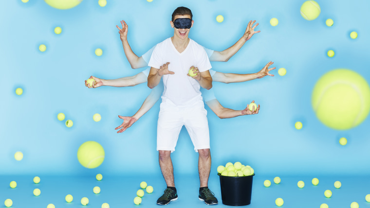 Andre Ortolf - Most tennis balls bounced and caught blindfolded in 1 minute
Guinness World Records 2016
Photo Credit: Paul Michael Hughes/Guinness