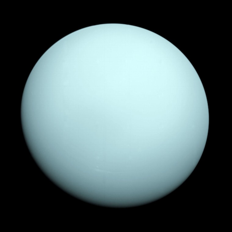 This is an image of the planet Uranus taken by the spacecraft Voyager 2 in 1986.