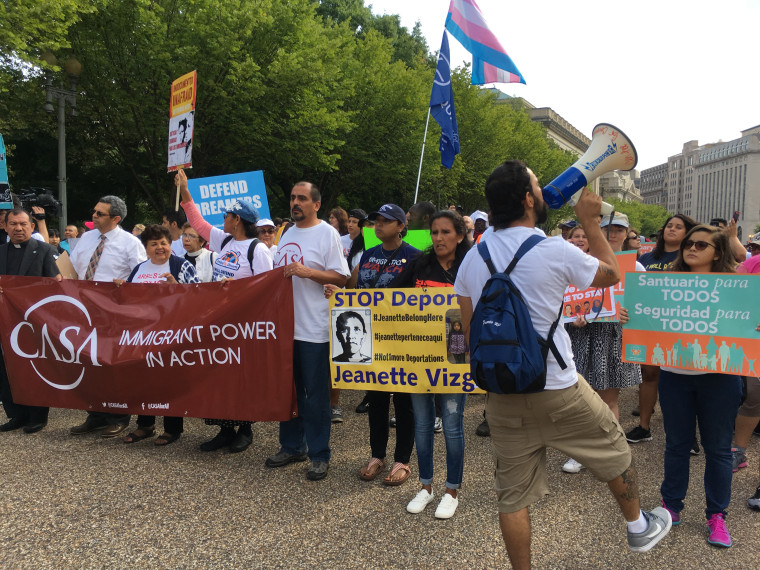 Protesters chant in front of the White House on Tuesday Sept. 5, when the Trump administration announced it would rescind DACA.