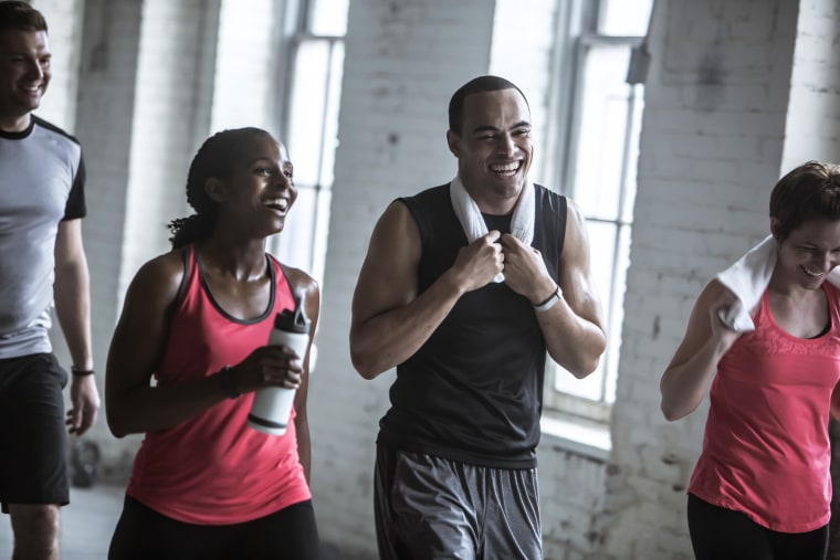 Image: Athletes Talking in Gym