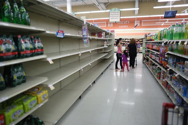 Image: Water is sold out at a grocery store as people prepare for Hurricane Irma