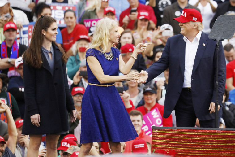 Image: Hope Hicks, Kellyanne Conway and Donald Trump