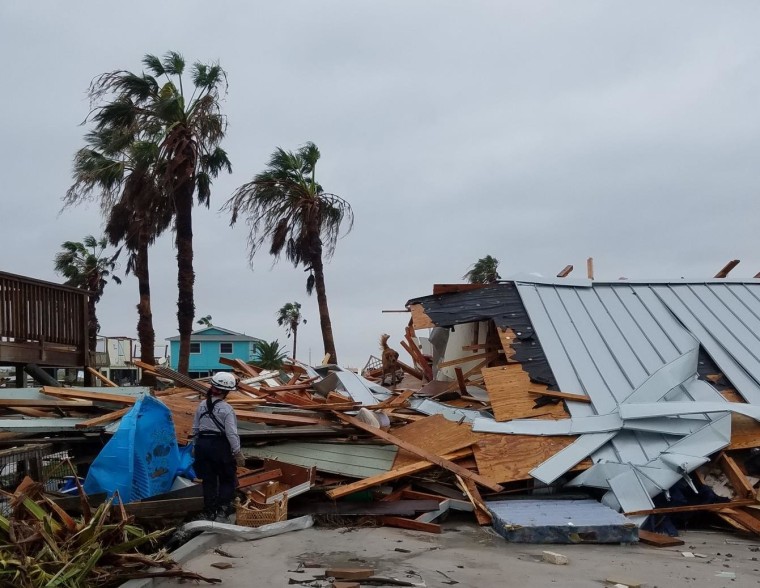 Denise Corliss and Taser the dog search for survivors after Hurricane Harvey.