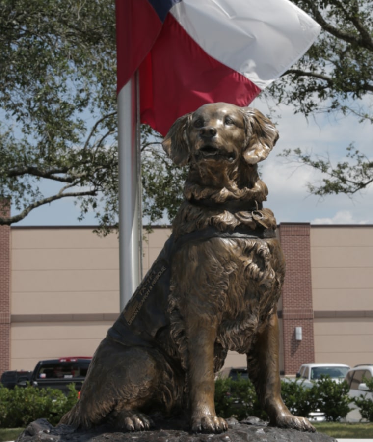 Bretagne's memorial statue was unveiled to the public for the first time in Cypress, Texas on Sept. 11, 2017.