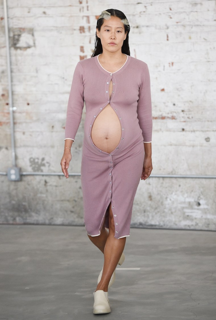 Pregnant model Maia Ruth walks in Eckhaus Latta runway show