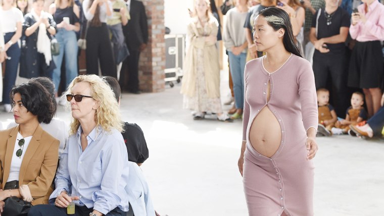 Pregnant model Maia Ruth walks in Eckhaus Latta runway show