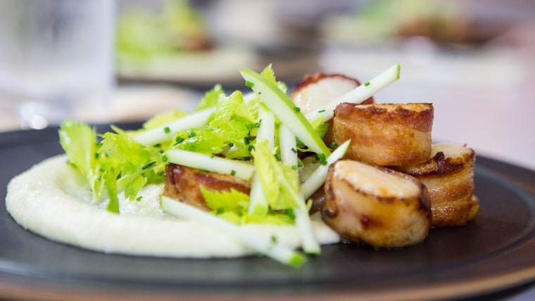 Al Roker's Bacon-Wrapped Scallops with Celery Root Potato Puree