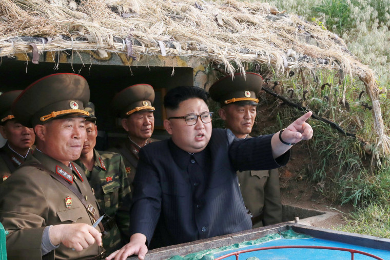 Image: North Korean leader Kim Jong Un inspects the defence detachment on Jangjae Islet and the Hero Defence Detachment on Mu Islet located in the southernmost part of the waters off the southwest front, in this undated photo released by North Korea's KCN