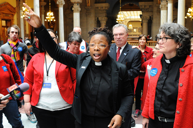 Image: Whittney Murphy speaks at the Indiana Statehouse, LGBT Indiana