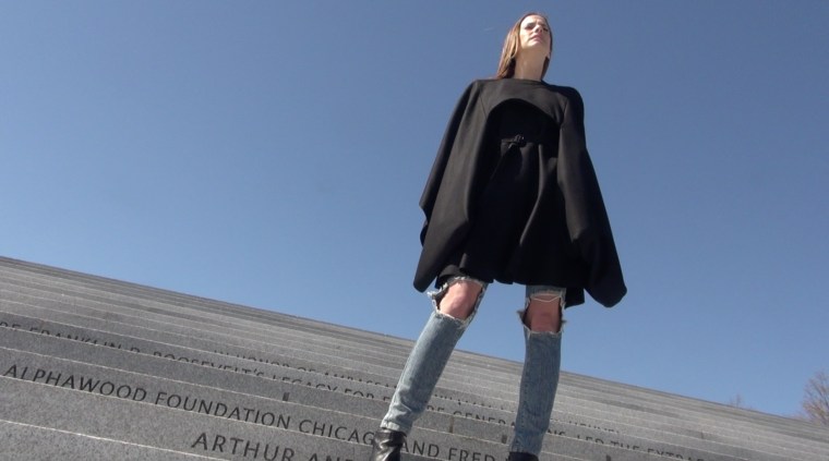Christina Mallon models her specially designed coat.