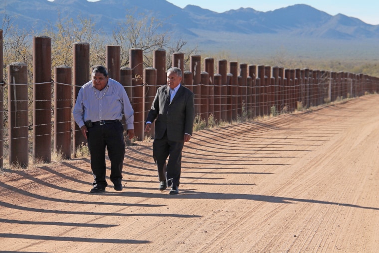 Tohono O'odham Nation Chairman Edward Manuel, right, and Vice Chairman Verlon Jose