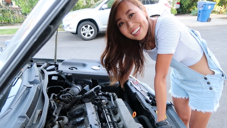 Jessica Chou teaches her viewers about routine car maintenance through her YouTube videos, which have covered changing your spark plugs and oil to cleaning your head lights.
