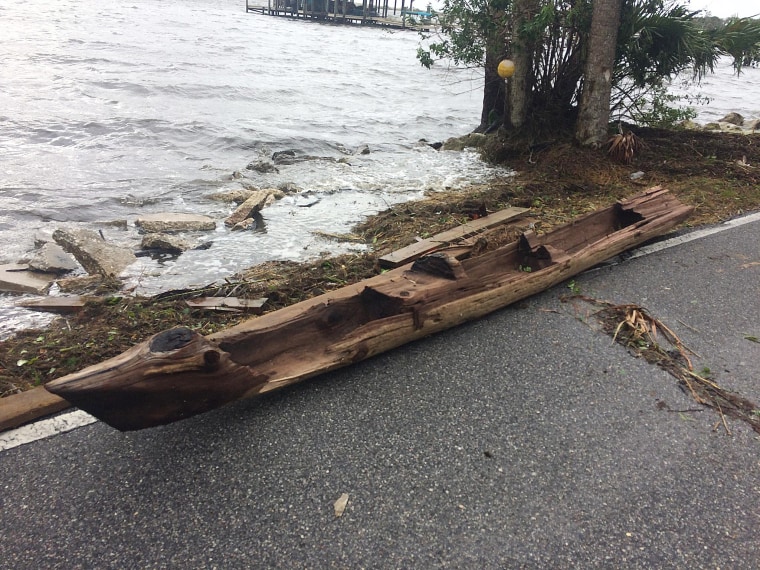 Image: A canoe found by a Florida resident next to the Indian River during Hurricane Irma