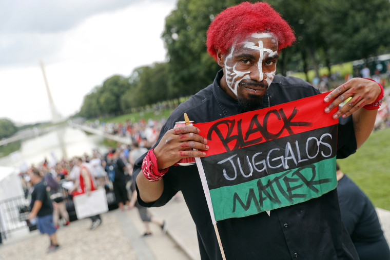 Image: Richard Williams, 29, of Oakland, Calif., joins other juggalos