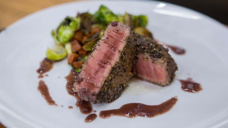 Curtis Stone's Pepper-Crusted Filet Mignon with Red Wine Sauce