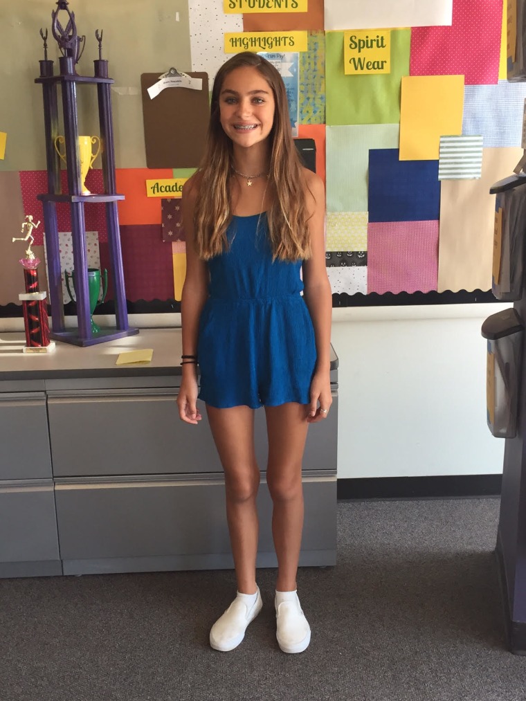 13-year-old girl wore a romper to school in apparent violation of the dress code