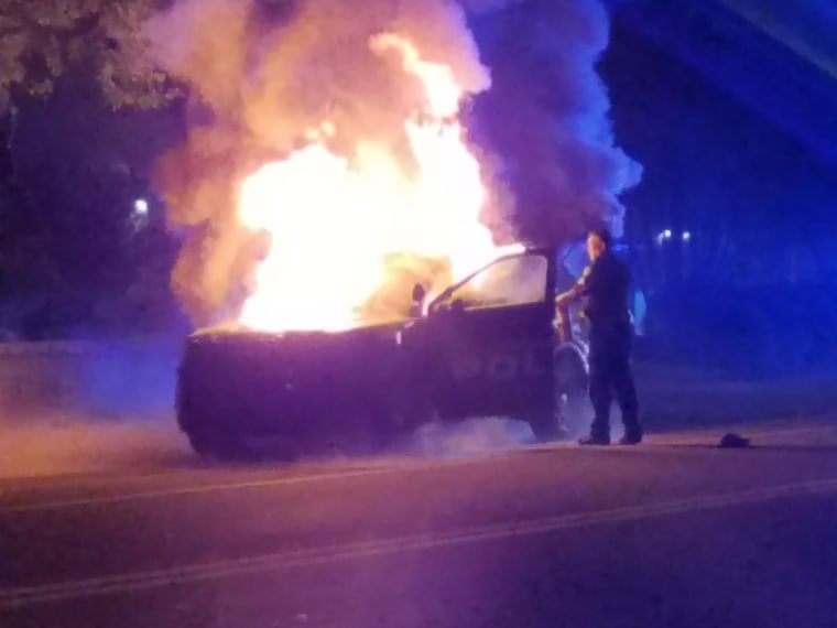 Image: Police Car On Fire