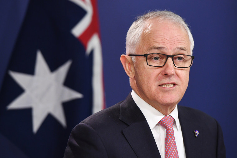 Image: Australian Prime Minister Malcolm Turnbull's electricity meeting presser in Sydney