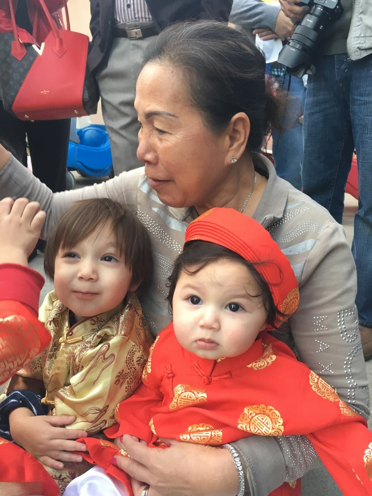 Helen Hyunh with two of her grandchildren two weeks before she was diagnosed with cancer.