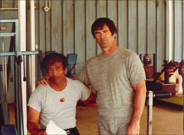 Dan Inosanto with Bob Ward, a former conditioning coach for the Dallas Cowboys.