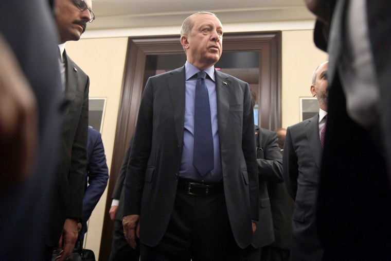 Image: Turkish President Tayyip Erdogan's leaves after an interview with Reuters Editor-in-Chief Steve Adler and Reuters Chief Correspondent Parisa Hafezi at The Peninsula hotel on the sidelines of the UN General Assembly in Manhattan, New York.