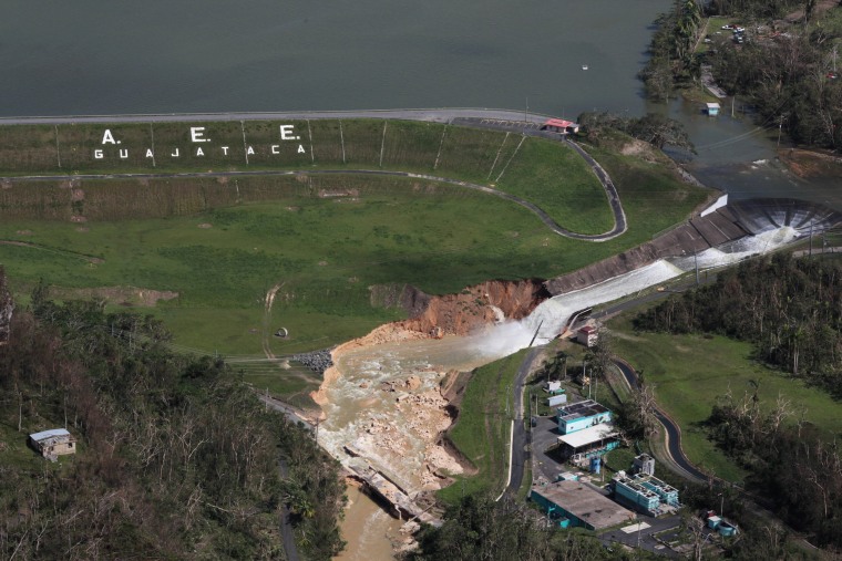 Image: An aerial view shows damage to the Guajataca dam in the aftermath of Hurricane Maria, in Quebradillas