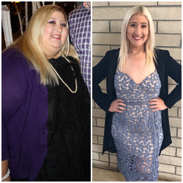 At her heaviest, Adan weighed more than 500 pounds. Left, Adan in 2011, and right, Adan in 2017.