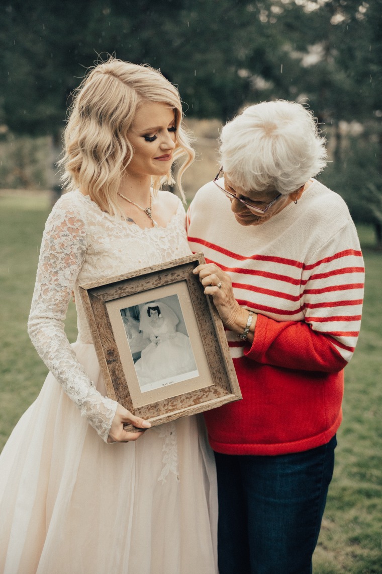 Bride surprises grandmother by wearing her vintage wedding gown