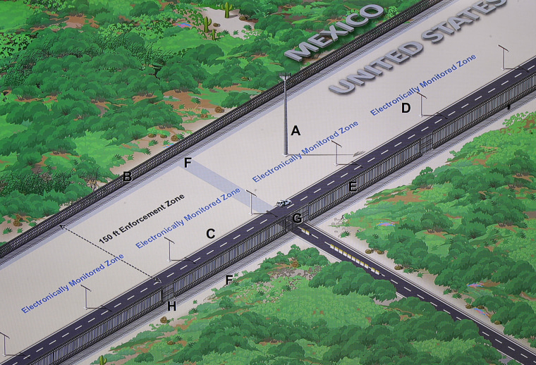 Image: A concept illustration of a U.S.-Mexico border enforcement zone