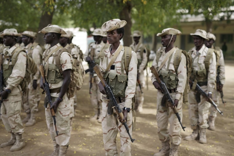 Image: Chadian troops participate in the closing ceremony of operation Flintlock in an army base in N'djamena, Chad, March 9, 2015.