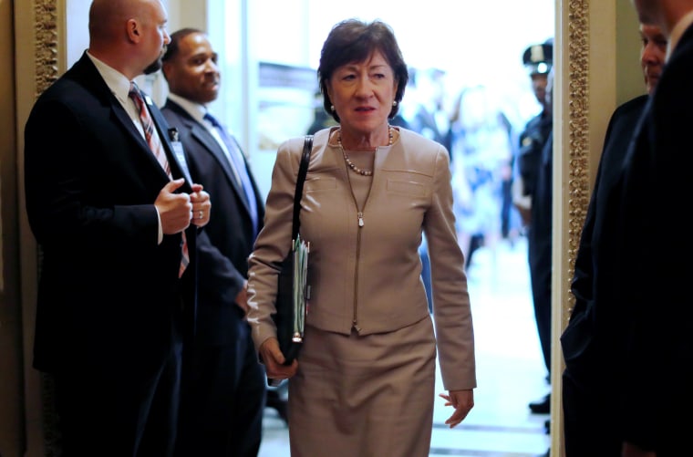 Image: U.S. Senator Collins departs after the weekly Republican caucus policy luncheon at the U.S. Capitol in Washington