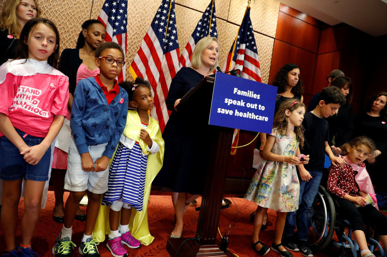 Image: Sen. Kirsten Gillibrand, D-N.Y., speaks at a news conference about the latest republican effort to repeal and replace the Affordable Care Act