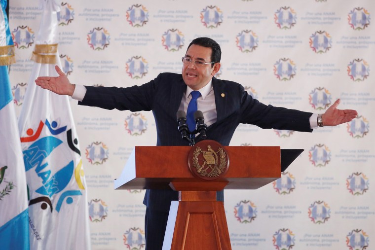 Image: Guatemala's President Morales attends a meeting with mayors in Guatemala City