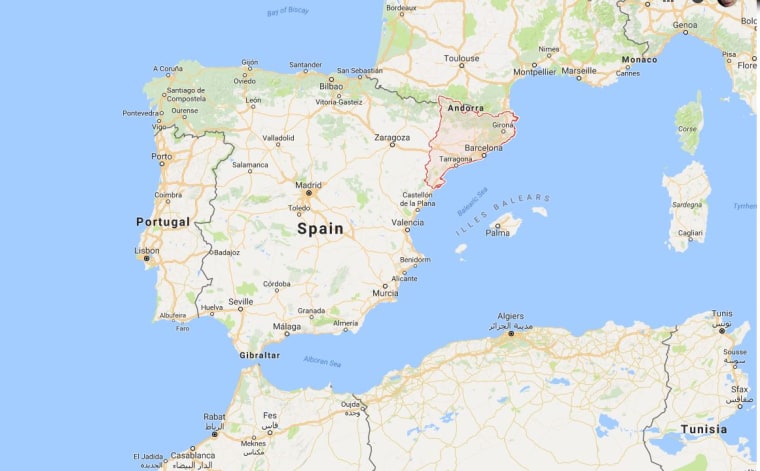 Image: Map shows Catalonia and Spain