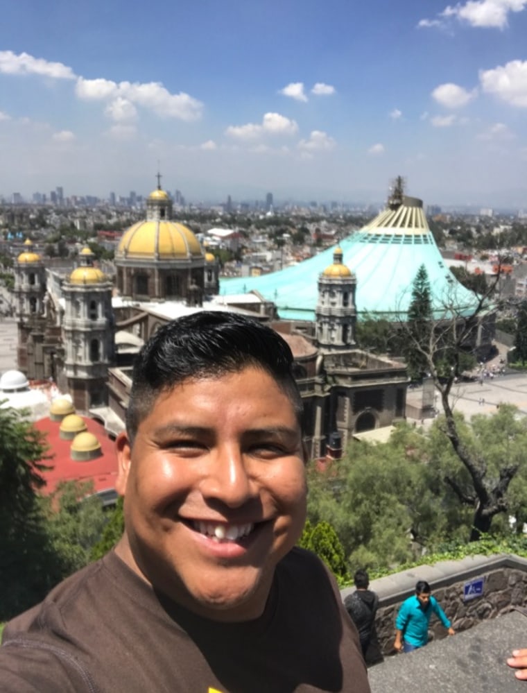 Jose Rivas at the Basilica of Our Lady of Guadalupe "La Villita." It was one of the first places he wanted to visit during his trip after years of not being able to return to his birthplace.