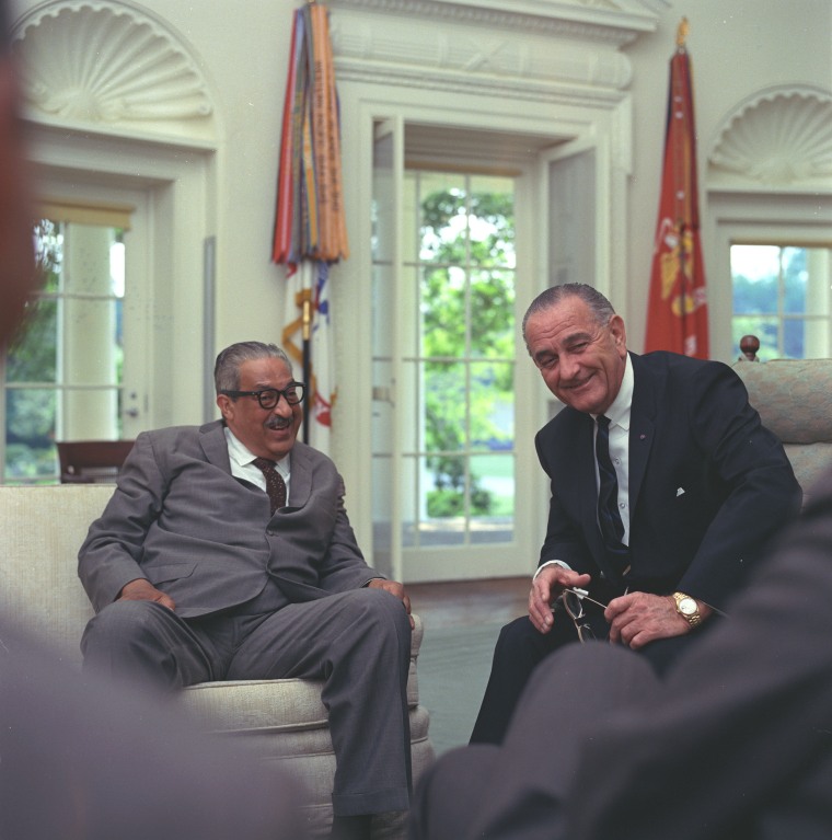 Image: Thurgood Marshall and President Lyndon B. Johnson meet regarding announcement of Marshall's nomination as an Associate Justice of the Supreme Court, June 13, 1967.