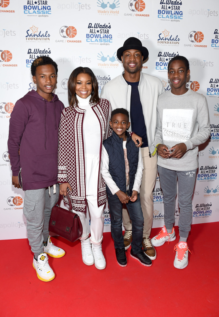 Gabrielle Union and Dwyane Wade with his children 