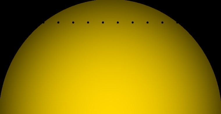 An illustration shows the Earth transiting the Sun as it would appear from the WASP-47 planetary system.
