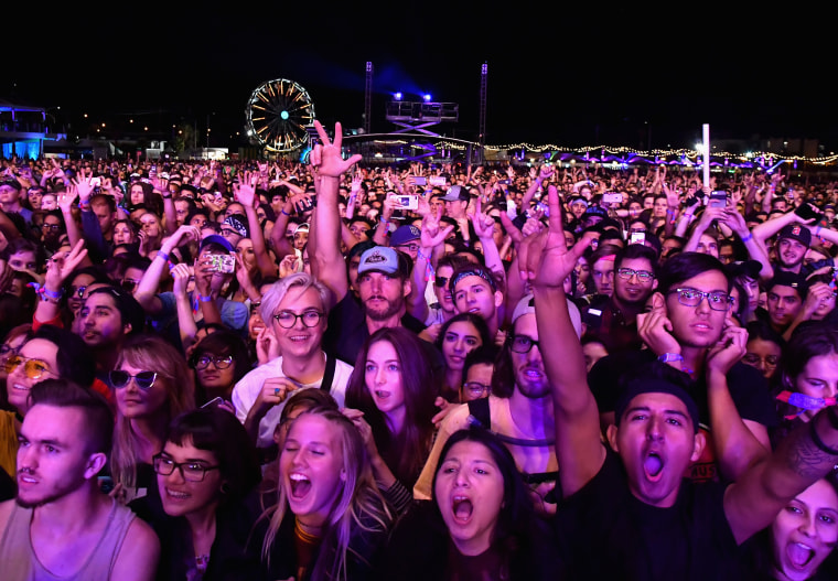 Image: A crowd watches Cage The Elephant perform at the Life Is Beautiful festival