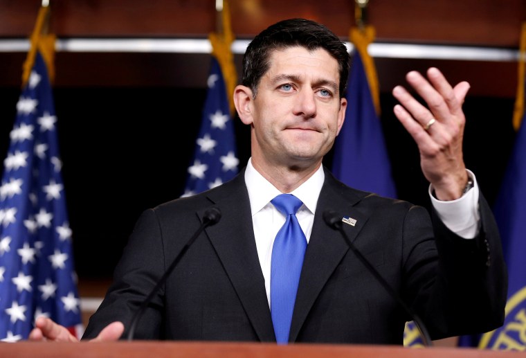 Image: Speaker of the House Paul Ryan during a press briefing on Capitol Hill in Washington