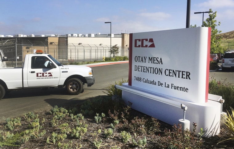 Image: A vehicle drives into the Otay Mesa detention center in San Diego